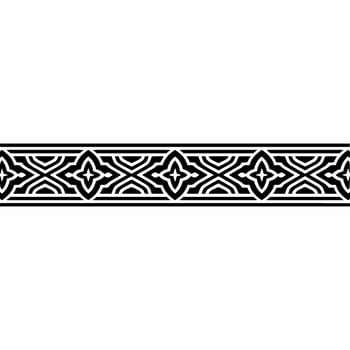 Ornamental Border with Floral Motif in Black and White. vector