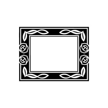 Elegant Black White Floral Frame , Element. vector