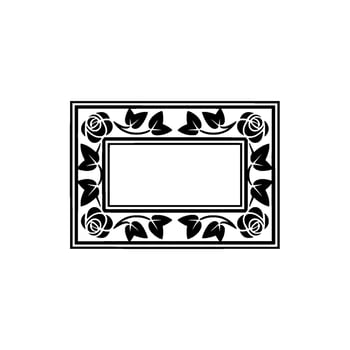 Elegant Floral Frame Silhouette on White, Decorative Element. vector