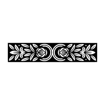 Ornate Floral Border, Black White. vector