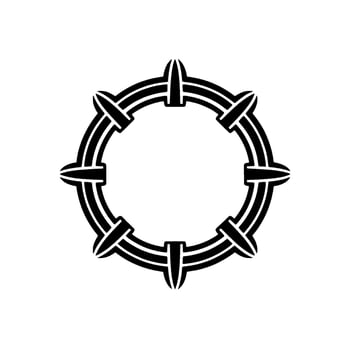 Modern Minimalist Circular Element with Spikes - Black on White. vector