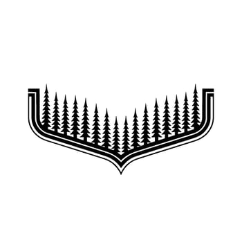Minimalist Forest Crest Black and White Illustration. vector
