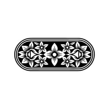 Elegant Black and White Floral Pattern, Decorative Element. vector