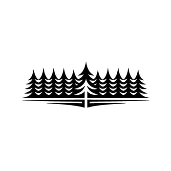 Minimalist Forest Silhouette Emblem on White. vector