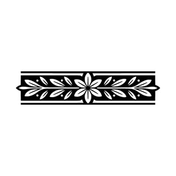 Floral Border Minimalist Black and White Ornament. vector