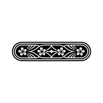 Elegant Black White Floral Border Minimalist Japanese-Inspired. vector