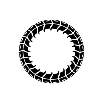 Abstract Tire Tread Circle, Bold Black on White. vector