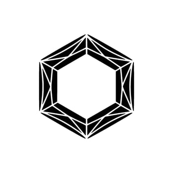 Geometric Hexagon with Faceted on White Background. vector