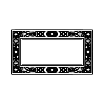 Celestial Frame Black and White Boho for Invitations Labels. vector