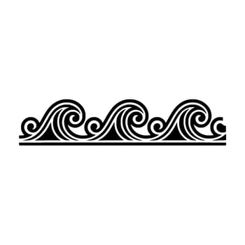 Black White Wave Border, Decorative Swirls, Element. vector