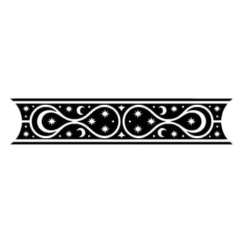 Celestial Border Black White Decorative Ornament. vector