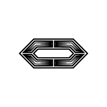 Geometric Minimalist Hexagon, Black and White Aesthetic. vector