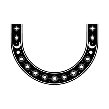 Celestial Arc Black and White Minimalist Illustration. vector