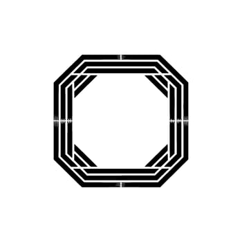 Minimalist Geometric Octagon Black Lines on White. vector