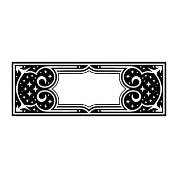 Black White Decorative Label Frame, Intricate , Space for Text. vector