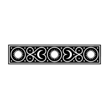Celestial Border Ornament, Black White Geometric. vector