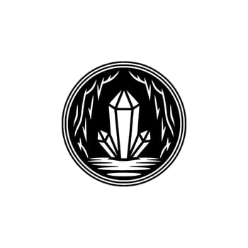 Minimalist Crystal Gemstone Emblem in Circle - Illustration. vector