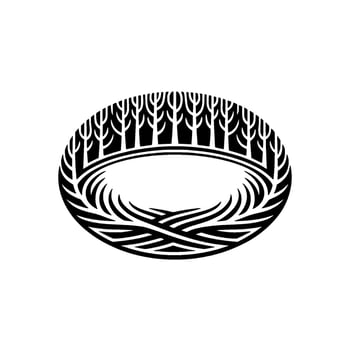 Minimalist Forest Crest , Black White, Modern. vector