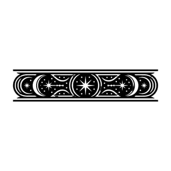 Celestial Border Moon Star Ornament, Minimalist Style. vector