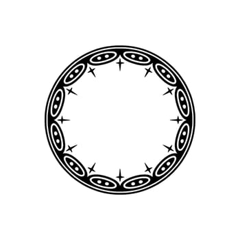 Minimalist Black White Ornate Circle Frame. vector