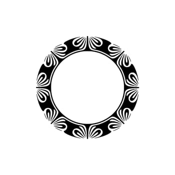 Ornate Black and White Circular Frame, Decorative Border, Minimalist. vector