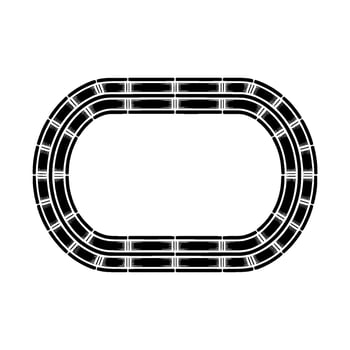 Geometric Black Track Outline on White Background. vector