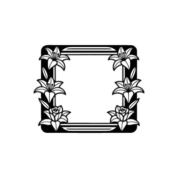 Floral Frame Silhouette Lily Rose Border, Elegant Minimalist. vector