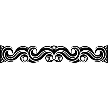 Ornamental Black Swirl Border on White Background, Decorative Element. vector