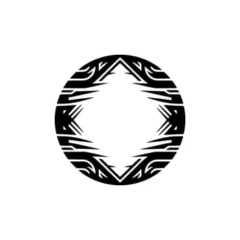 Abstract Tribal Circle Frame in Black and White, Minimalist. vector