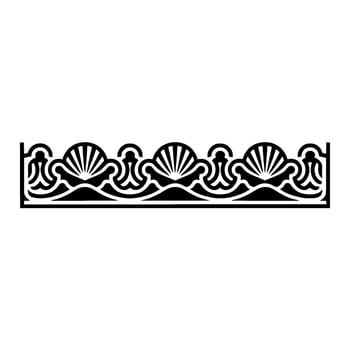 Ornate Black White Sea Shell Border Element, Decorative. vector