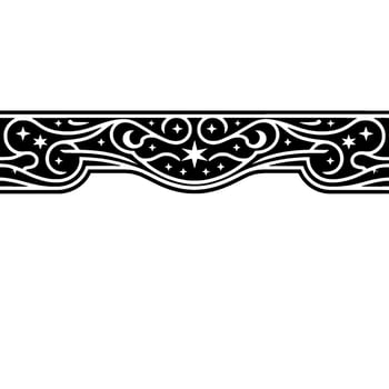 Celestial Ornament Border Stylized Stars and Moons on Black and White Background. vector