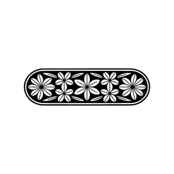 Black White Floral Border Element on White Background. vector