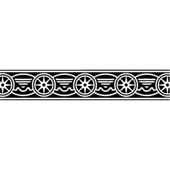 Decorative Black White Border with Starburst Wave Motifs. vector