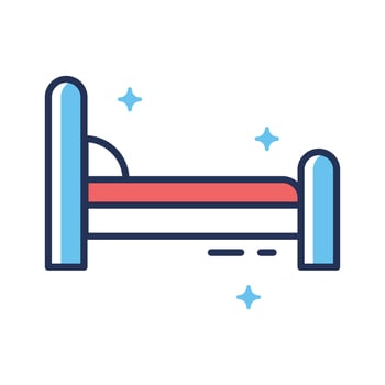 An outline style icon of patient bed, easy to edit vector