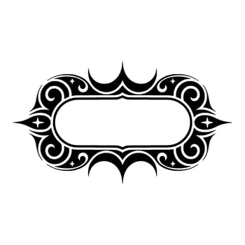 Ornate Black Frame with Geometric Swirls on White Background. vector