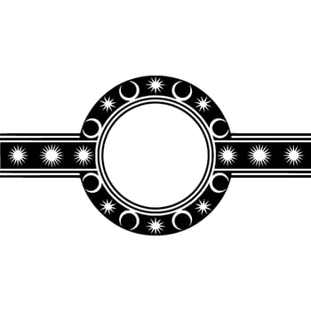 Celestial Circle and Band Abstract Black and White Decorative. vector