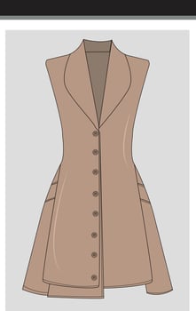 the flat sketch for a coat with buttons dress vector