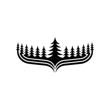 Minimalist Forest Silhouette Emblem, Black White, Clean. vector