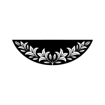 Floral Semicircle Elegant Black White Lily. vector