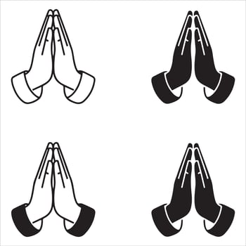 Simple Folded Hands for Prayer Clean Islamic Forgiveness Icons vector