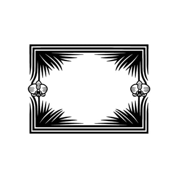 Elegant Orchid Frame in Black and White, Minimalist. vector
