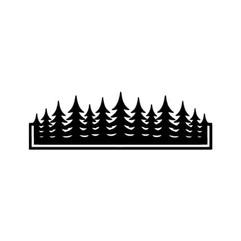 Silhouetted Evergreen Forest Border on White Background. vector