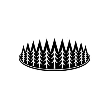 Black and White Forest Circle Minimalist , Nature Symbol. vector