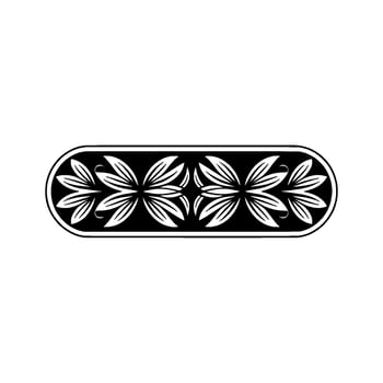 Elegant Black and White Floral Border on White Background - . vector