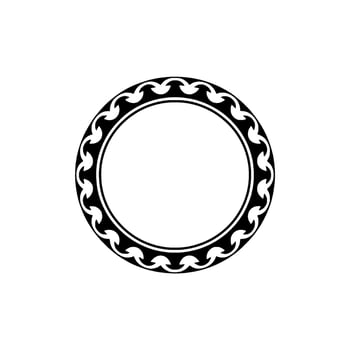 Elegant Black Circle Frame with Ornamental Pattern on Light Gray. vector