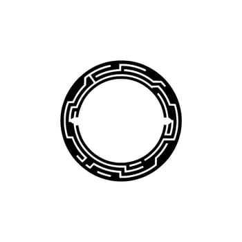 Futuristic Tech Circle with Geometric and Light Flares. vector