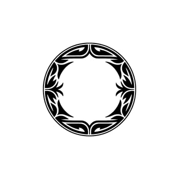 Elegant Black Circular Ornamental Frame on White Background. vector