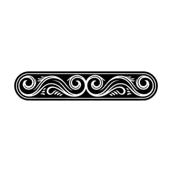 Elegant Black and White Swirl Ornamental Border Element. vector