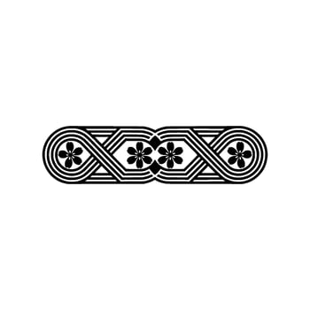 Black and White Floral Geometric Border. vector
