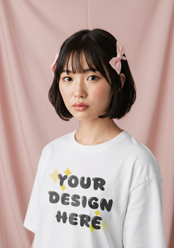 Casual Wear T-Shirt Mockup with a Trendy Female Model psd